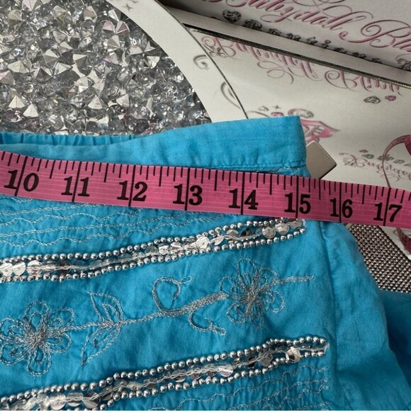 Peppermint bay skirt blue sequins floral embroidery ruffle, frilly bohemian - Picture 9 of 10